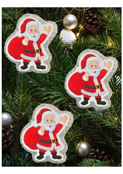 Simli Çam Süsü Strafor 6'lı Noel Baba Gold