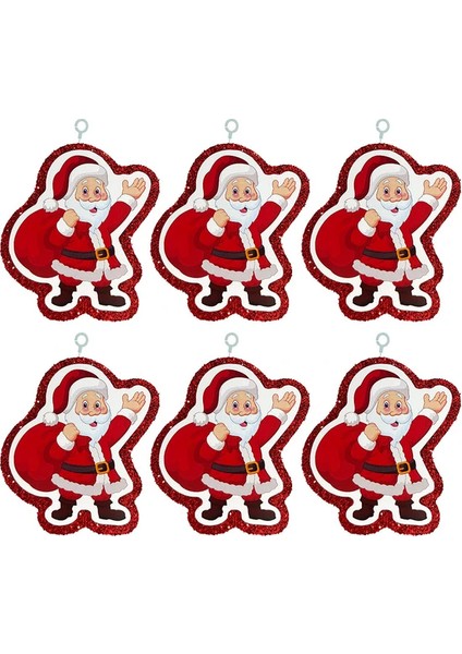 Simli Çam Süsü Strafor 6'lı Noel Baba Kırmızı