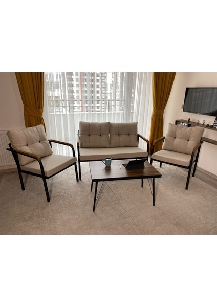 Balkon, Bahçe, Cafe - Mobilya, Metal Koltuk Takımı - 2+1+1+ Sehpa