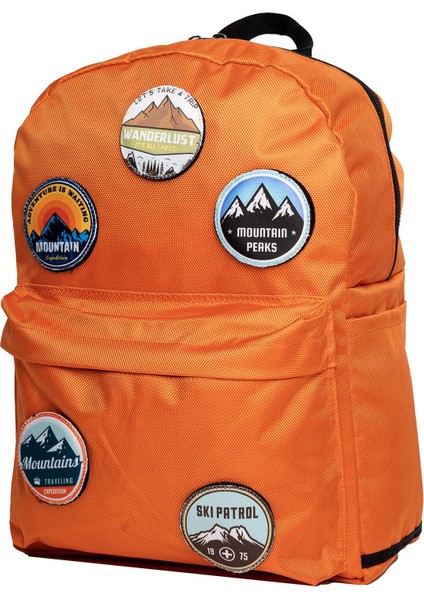Değiştirilebilir Dağcılık Temalı Unisex Patch Günlük Spor Sırt Çantası