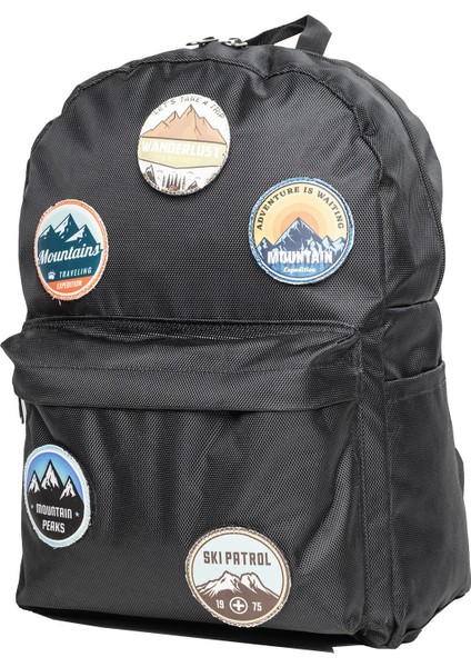 Değiştirilebilir Dağcılık Temalı Unisex Patch Günlük Spor Sırt Çantası
