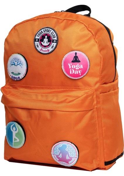 Değiştirilebilir Pilates Yoga Temalı Unisex Patch Günlük Spor Sırt Çantası