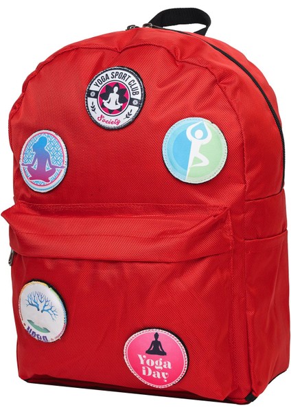 Değiştirilebilir Pilates Yoga Temalı Unisex Patch Günlük Spor Sırt Çantası