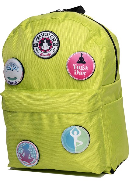 Değiştirilebilir Pilates Yoga Temalı Unisex Patch Günlük Spor Sırt Çantası