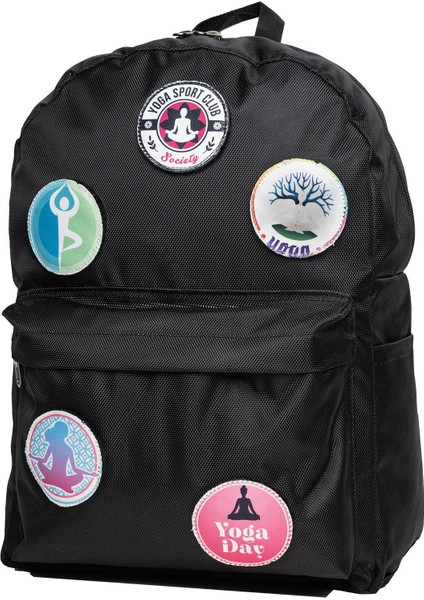 Değiştirilebilir Pilates Yoga Temalı Unisex Patch Günlük Spor Sırt Çantası