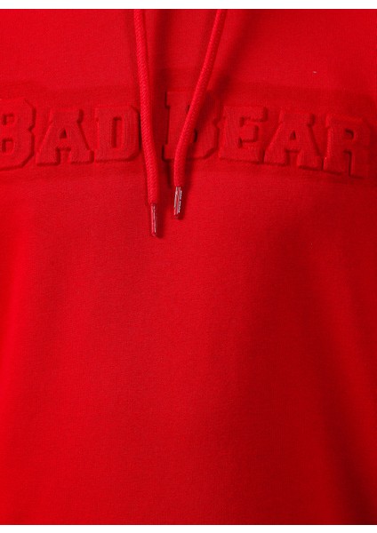 Bad Bear Bisiklet Yaka Kirmizi Erkek Sweatshirt 22.02.12.014 Pucker Bear Hoodie