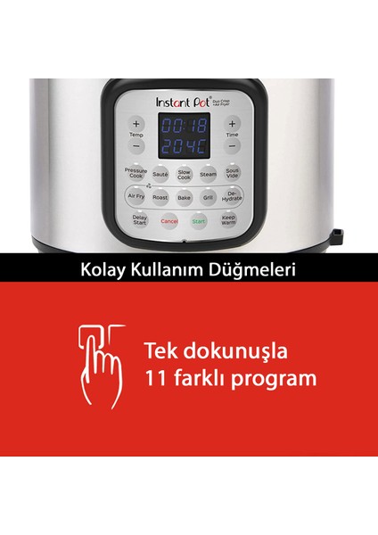 Pot Duo Crisp 11'i 1 Arada 7.6 lt Basınçlı Pişirici ve Air Fryer