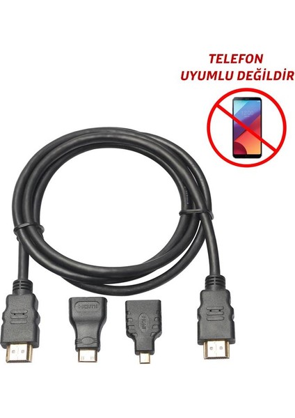 3in1 HDMI Kablosu Micro / Mini HDMI Çevirici Dönüştürücü Kablo