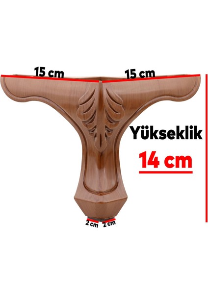 Lukens Mobilya Kanepe Koltuk Tv Ünitesi Puf Ayağı 14 Cm Kahverengi Ahşap Desenli Baza Ayakları