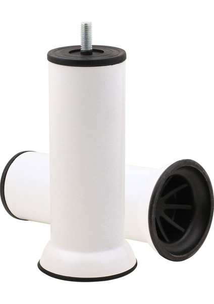 Mobilya Kanepe Baza Koltuk Yükseltme Ayağı Ince Diş M8 Civatalı 15 Cm Beyaz Metal Ayakları 4 Adet