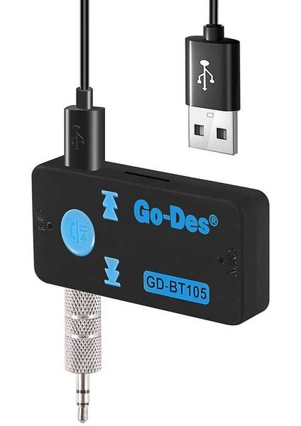 GD-BT105 Bluetooth Reciever Mikrofonlu Tak & Çalıştır 3.5 mm Kablosuz Ses Alıcısı