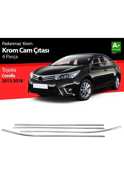 Toyota Corolla Krom Cam Çıtası 4 Prç. 2013-2018