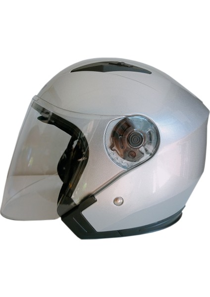 Jk-21 512 Model Güneş Vizörlü Yarım Kask - Gri - L