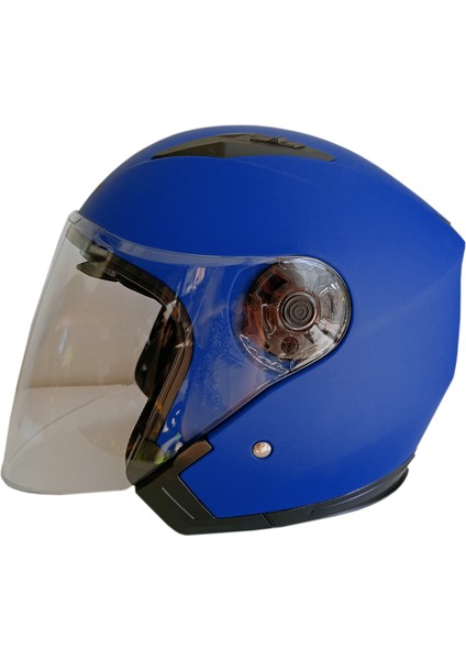 Jk-21 512 Model Güneş Vizörlü Yarım Kask - Mavi - M