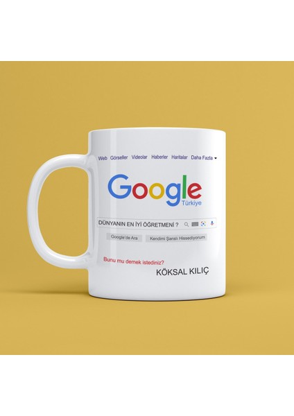 Kişiye Özel Google Dünyanın En Iyi Öğretmeni Tasarımlı Kupa Bardak Mr-01