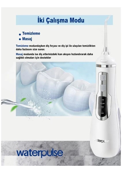 WP-V500-B Water Flosser Taşınabilir Şarjlı Masajlı Ağız Duşu (Yurt Dışından)