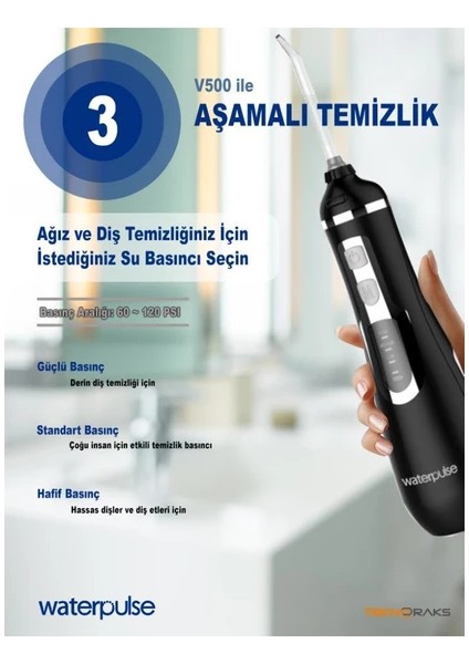 WP-V500-B Water Flosser Taşınabilir Şarjlı Masajlı Ağız Duşu (Yurt Dışından) indirimleri