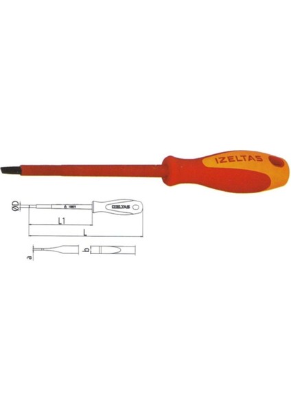 Izeltaş Izoleli Düz Tornavida 2,5X75 1000V
