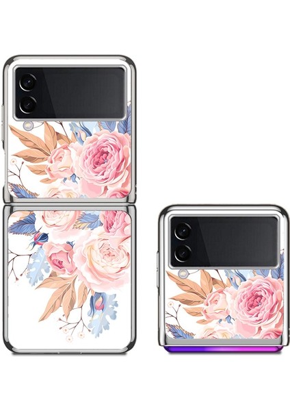Samsung Galaxy Z Flip 3 Çiçek Grubu Deseni Havalı Cam Cep Telefonu Kılıfları(Yurt Dışından)