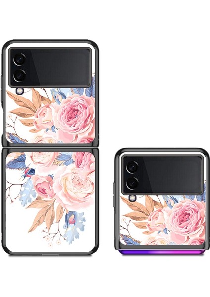 Samsung Galaxy Z Flip 3 Çiçek Grubu Deseni Havalı Cam Cep Telefonu Kılıfları(Yurt Dışından)