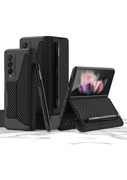 Samsung Galaxy Z Fold 4 Zırh Pu Deri Kapak Çevirin Kalem Tepsi Kart Yuvası Kılıf Tam Koruma Cep Telefonu Kılıfı Kapak(Yurt Dışından)