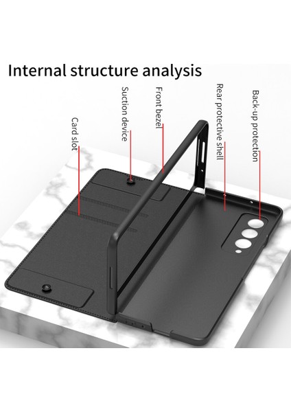 Samsung Galaxy Z Fold 4 Zırh Pu Deri Kapak Çevirin Kalem Tepsi Kart Yuvası Kılıf Tam Koruma Cep Telefonu Kılıfı Kapak(Yurt Dışından)