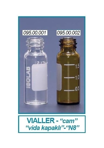 095.00.001 Vial Vida Kapak N8 1.5 ml 11.6 x 32 mm Şeffaf 100 Adet