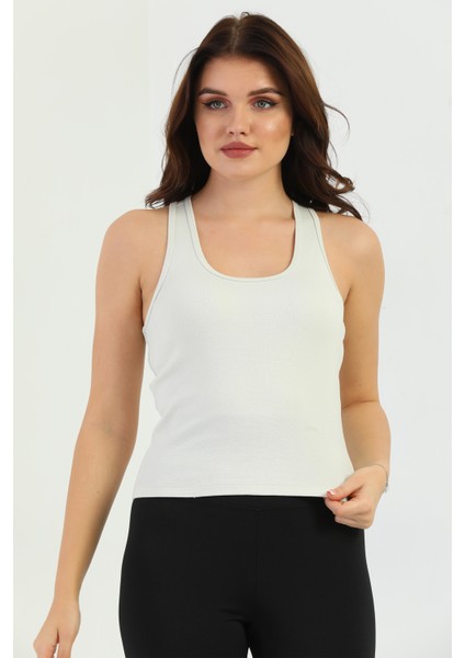 Bej Çapraz Askılı Slim Fit Ribana Kadın Atlet indirimleri