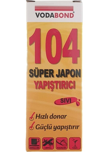 104 Süper Japon Yapıştırıcı Hızlı Donar Güçlü Yapışır-Net 15 gr
