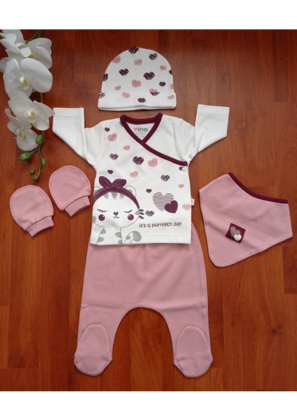 Kalpli Kedicik Baskılı Kız 5'li Set
