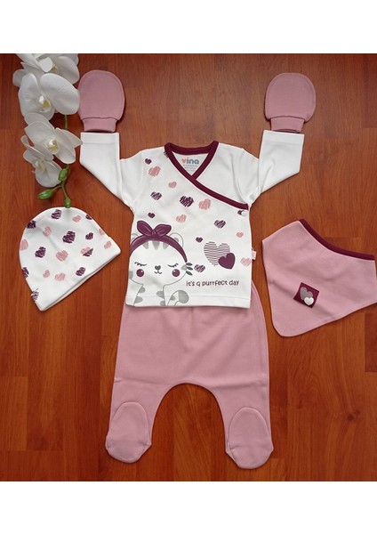 Kalpli Kedicik Baskılı Kız 5'li Set fiyatları