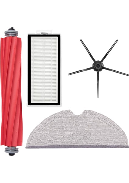 Roborock Q7 Max + T8 Uyumlu 4 Parça Yedek Filtre Fırça Seti Siyah