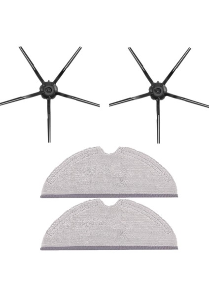 Roborock Q7 Max + T8 Uyumlu 4 Parça Yedek Fırça Bez Seti Siyah