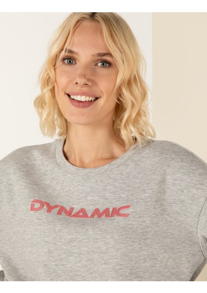 Pierre Cardin Dynamic Kadın Gri melanj Crop Top Sweatshirt 50254283-VR109