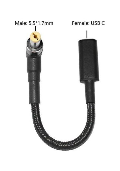 Dişi Type C - Erkek 5.5x1.7mm Jack Dönüştürücü Kablo Tip-C To 5517