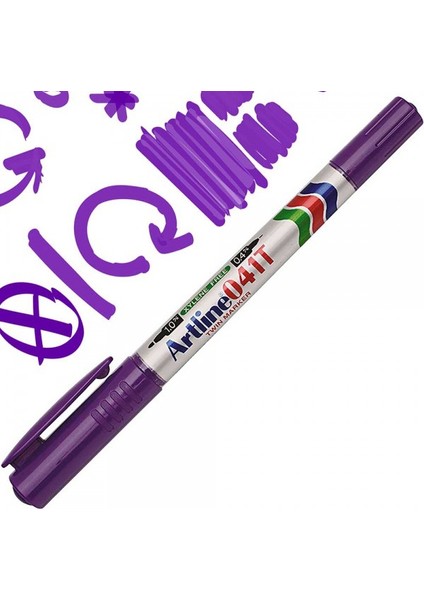 041T Twin Marker Çift Uçlu Permanent Markör Kalem 0,4-1,0 mm Mor