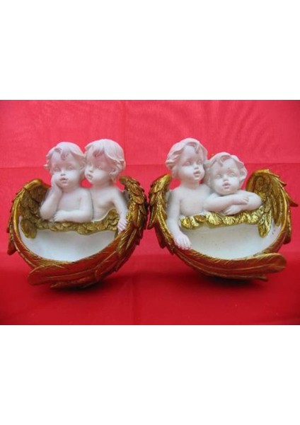 Hediyelik → Karışık → Melek Figürler-Qqc 2li Duvar Motifi MELEK>>11X5.5X11.7 Cm.– Dekoratif Obje