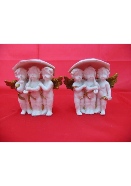 Hediyelik → Karışık → Melek Figürler-Qqc 2li Üç Melek Şemsiyeli>>8x5.5x8 Cm.– Dekoratif Obje