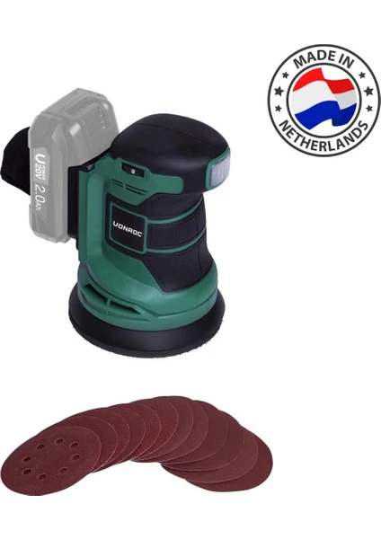 Eksantrik Zımpara – Vpower 20V (Aküsüz) - Ø125MM - Toz Torbası ve 12 Adet Zımpara Kağıdı ile