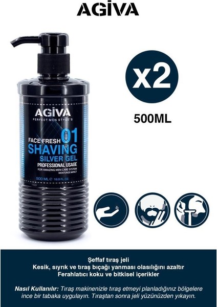 Shaving Silver Tıraş Jeli Seti 500ML  X2