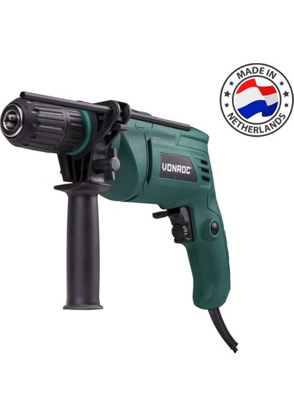 Darbeli Matkap – 500W – Anahtarsız Mandren – Dahil. Yan Tutamak, Derinlik Durdurucu ve Saklama Çantası