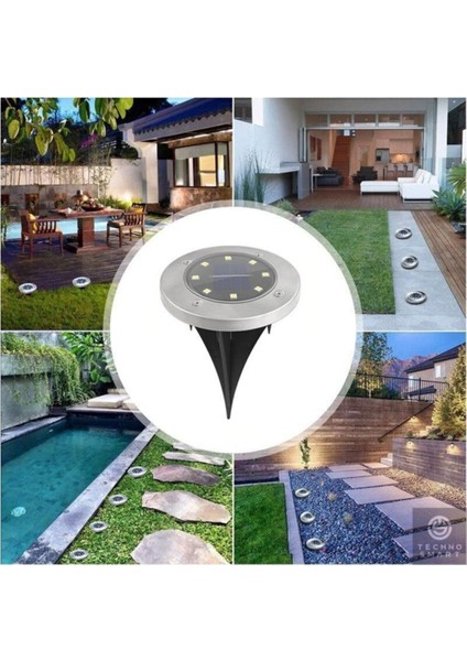 Solar Güneş Enerjili 8 Ledli Kazıklı Çim Zemin Bahçe Aydınlatma 3 W Gün Işığı Sarı LED ( 4 Lü Set ) fırsatları