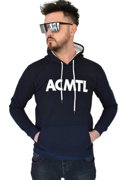 Erkek Lacivert Kapüşonlu Sweatshirt Acmtl BGL-ST02360