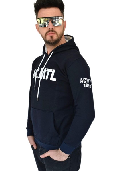 Erkek Lacivert Kapüşonlu Sweatshirt Acmtl BGL-ST02360 modelleri