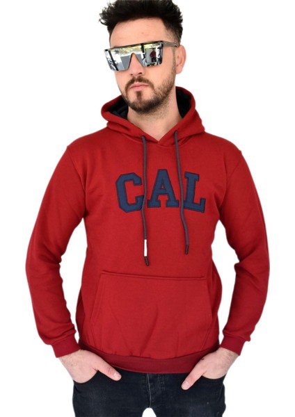 Erkek Bordo Kapüşonlu Sweatshirt Cal BGL-ST02361