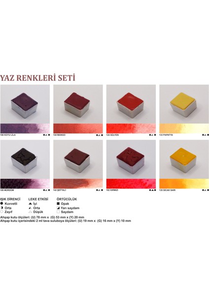 8'li Yaz Renkleri El Yapımı Suluboya Seti-Yarım Tava fırsatları