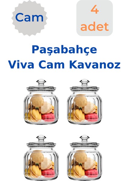 4 Adet Paşabahçe Viva Cam Kavanoz Erzak Saklama Kabı 4X900 cc