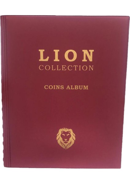 Lion Madeni Para Albümü 12 Sayfa (210MMX265MM) - 372 Cepli - Bordo