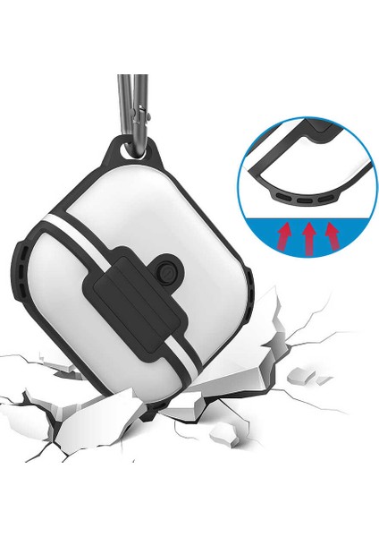 Apple Airpods 3. Nesil Silikon 1-1 Su Geçirmez Kılıf Airbag 16 Siyah - Beyaz