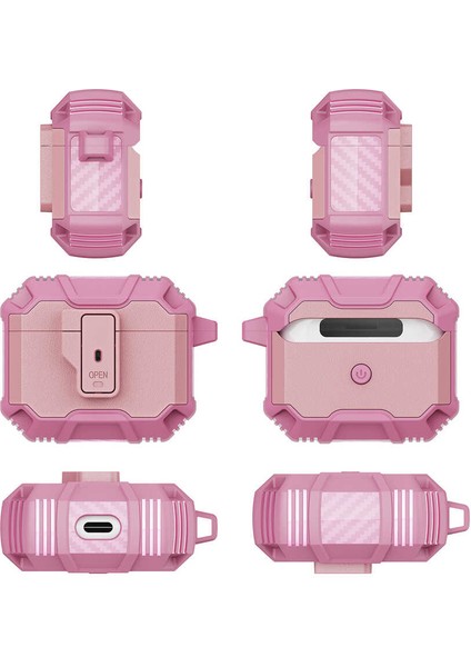 Case 4U Apple Airpods 3. Nesil Kılıf Tank Çift Katmanlı Silikon Airbag 27 Pembe